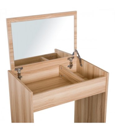 Dressing Table Set with Mirror & Stool-Wood 60.2cmx40.2cmx79cm Wood Grain