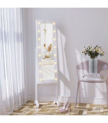 LED Mirrored Jewellery Cabinet, 36Lx30Wx136H cm-White