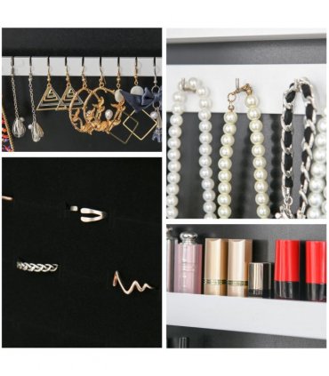 LED Mirrored Jewellery Cabinet, 36Lx30Wx136H cm-White