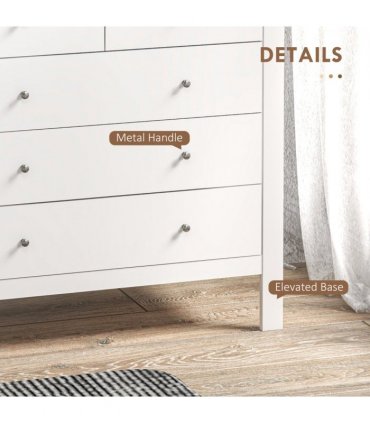 Modern Chest of Drawers, 5 Drawer Storage Cabinet White