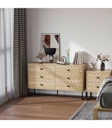 6 Drawers Storage Unit Hallway Bedroom Living Room Cabinet Zig Zag Design