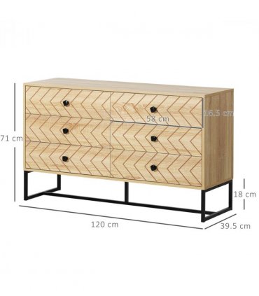 6 Drawers Storage Unit Hallway Bedroom Living Room Cabinet Zig Zag Design