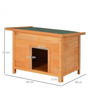 Dog Kennel House Garden Shelter Wooden Yellow 82L x 58W x 58H cm Solid Fir Wood