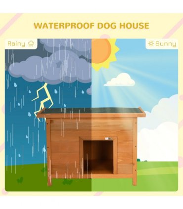 Dog Kennel House Garden Shelter Wooden Yellow 82L x 58W x 58H cm Solid Fir Wood