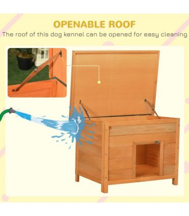 Dog Kennel House Garden Shelter Wooden Yellow 82L x 58W x 58H cm Solid Fir Wood