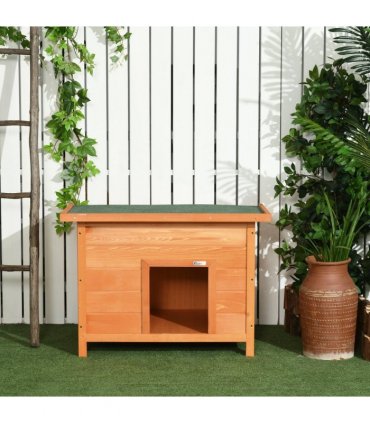 Dog Kennel House Garden Shelter Wooden Yellow 82L x 58W x 58H cm Solid Fir Wood
