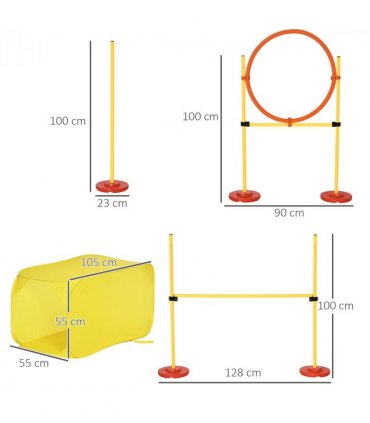 Outdoor 4 PCs Dog Pet Agility Training Equipment Backyard Starter Course Set