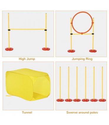 Outdoor 4 PCs Dog Pet Agility Training Equipment Backyard Starter Course Set