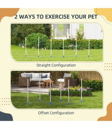 Dog Weave Pole Set Agility Starter Kit Pet Outdoor Exercise Training Set