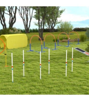 Dog Weave Pole Set Agility Starter Kit Pet Outdoor Exercise Training Set