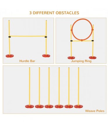 Pet Agility Training Obstacle Set Yellow 128L x 23W x 9H cm Jumping Pole Ring