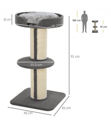 91cm Cat Tree Kitten Activity Center Tower Scratching Post Lamb Cashmere Perch