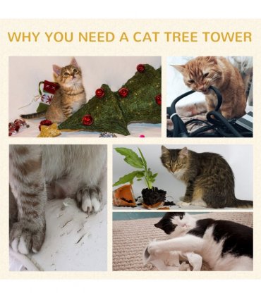 91cm Cat Tree Kitten Activity Center Tower Scratching Post Lamb Cashmere Perch