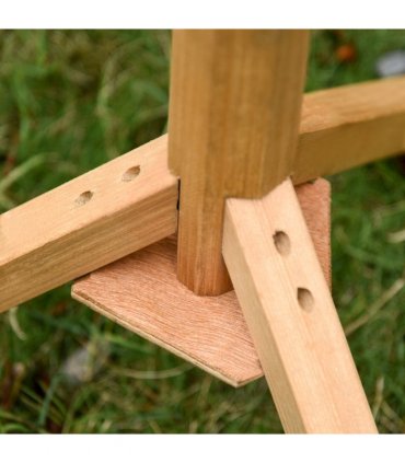 Wooden Bird Feeder Stand Natural Solid Fir Wood House-Shaped Design 2 Platforms