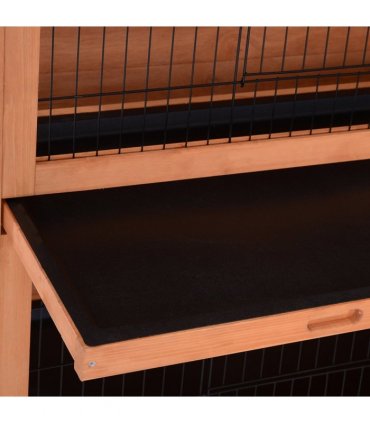 Rabbit Hutch for Two Rabbits Outdoor Guinea Pig Cage w/ Removable Trays, Orange