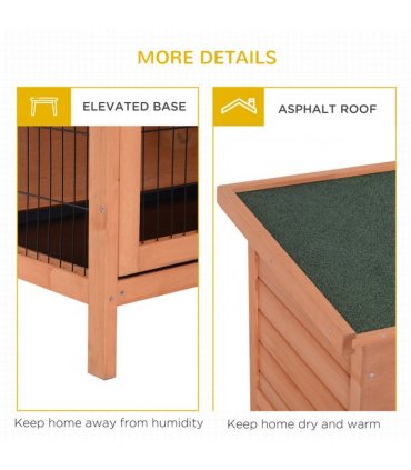 Rabbit Hutch for Two Rabbits Outdoor Guinea Pig Cage w/ Removable Trays, Orange