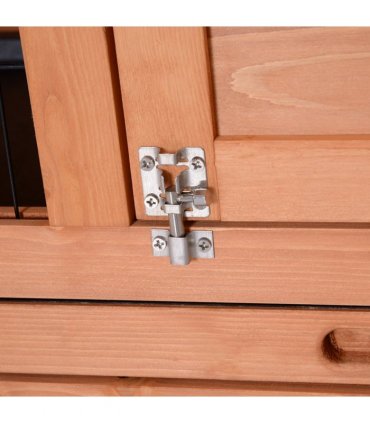 Rabbit Hutch for Two Rabbits Outdoor Guinea Pig Cage w/ Removable Trays, Orange