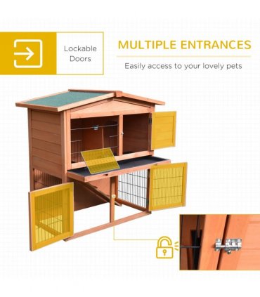 Rabbit Hutch A-Frame Wood Wooden Natural Wood Finish 100.5L x 55W x 101H cm