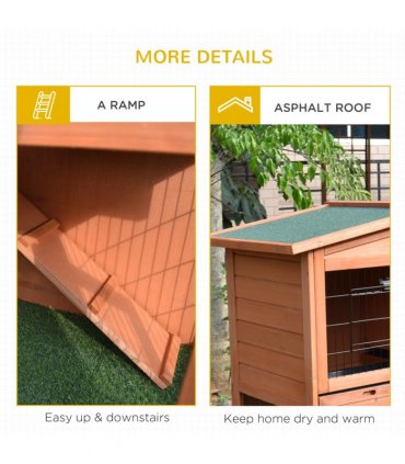 Rabbit Hutch A-Frame Wood Wooden Natural Wood Finish 100.5L x 55W x 101H cm