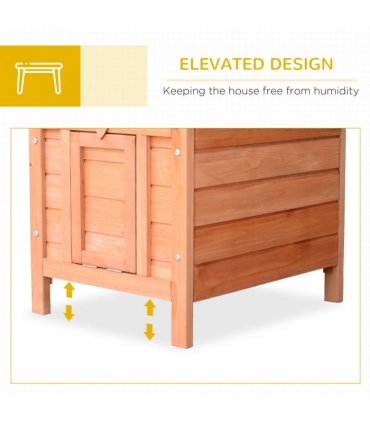 Wooden Rabbit Hutch Bunny Cage Fir wood Natural wood finish 51L x 42W x 43H cm