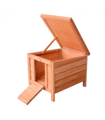 Wooden Rabbit Hutch Bunny Cage Fir wood Natural wood finish 51L x 42W x 43H cm