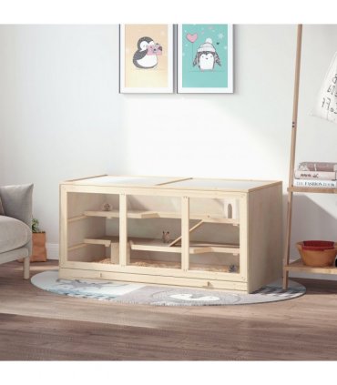 Wooden Hamster Cage Rats Mice Rodent Small Animals Hutch Exercise Play House