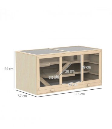 Wooden Hamster Cage Rats Mice Rodent Small Animals Hutch Exercise Play House