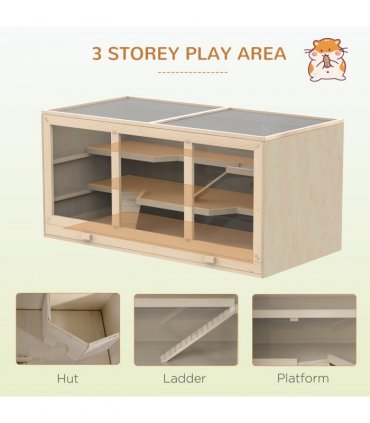 Wooden Hamster Cage Rats Mice Rodent Small Animals Hutch Exercise Play House