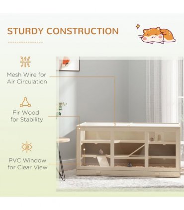 Wooden Hamster Cage Rats Mice Rodent Small Animals Hutch Exercise Play House