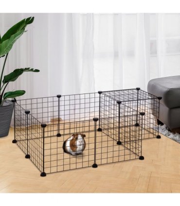 DIY Pet Playpen Metal Wire Fence 12-Panel Guinea Pig Small Animals Cage Black
