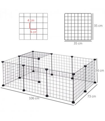 DIY Pet Playpen Metal Wire Fence 12-Panel Guinea Pig Small Animals Cage Black