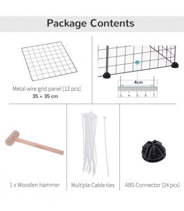 DIY Pet Playpen Metal Wire Fence 12-Panel Guinea Pig Small Animals Cage Black