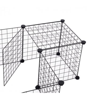 DIY Pet Playpen Metal Wire Fence 12-Panel Guinea Pig Small Animals Cage Black