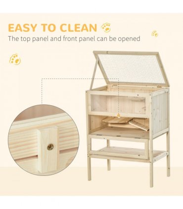 Hamster Cage House Pet Play Exercise 3 Tiers Mouse Wooden Fir Small Animals