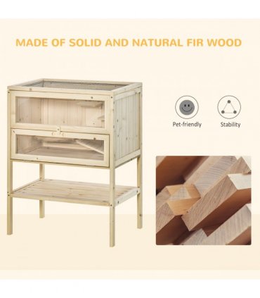 Hamster Cage House Pet Play Exercise 3 Tiers Mouse Wooden Fir Small Animals