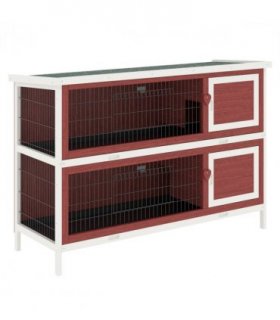 Two-Tier Wooden Rabbit Hutch Brown, white 136.4L x 50W x 93H cm Fir wood