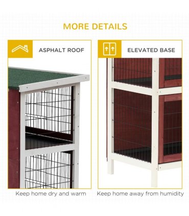 Two-Tier Wooden Rabbit Hutch Brown, white 136.4L x 50W x 93H cm Fir wood