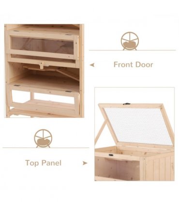 Wooden Hamster Cage Small Animals Pet Rodent Mouse Guinea Pig Play Exercise