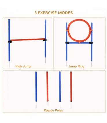 Pet Agility Set Training Play Kit Dog Jump Hoop Poles Tunnel Obedience Equipment