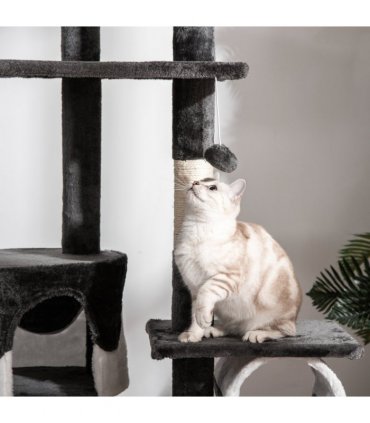 Large Cat Tree Scratching Post Condo Pet House Kitty Play Tunnel Toy 240 - 260H