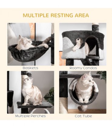 Large Cat Tree Scratching Post Condo Pet House Kitty Play Tunnel Toy 240 - 260H