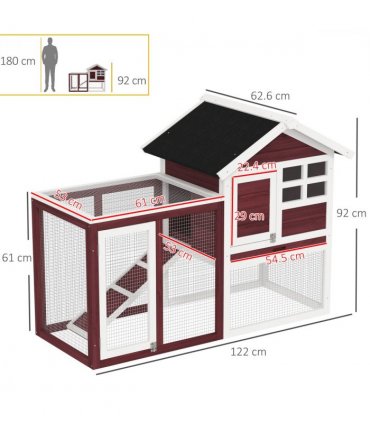 Rabbit Hutch Cage Bunny House Wooden Habitat Pet Small Animal w/ Tray Ramp