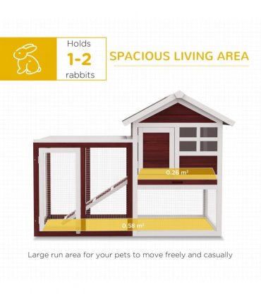 Rabbit Hutch Cage Bunny House Wooden Habitat Pet Small Animal w/ Tray Ramp