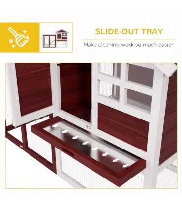Rabbit Hutch Cage Bunny House Wooden Habitat Pet Small Animal w/ Tray Ramp