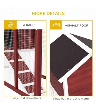 Rabbit Hutch Cage Bunny House Wooden Habitat Pet Small Animal w/ Tray Ramp