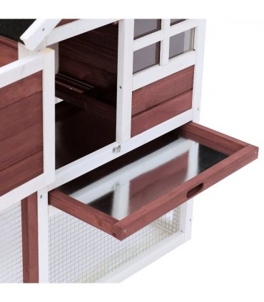 Rabbit Hutch Cage Bunny House Wooden Habitat Pet Small Animal w/ Tray Ramp