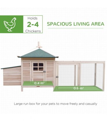 Chicken Coop Small Animal Pet Cage w/ Nesting Box Outdoor Run Backyard Wooden