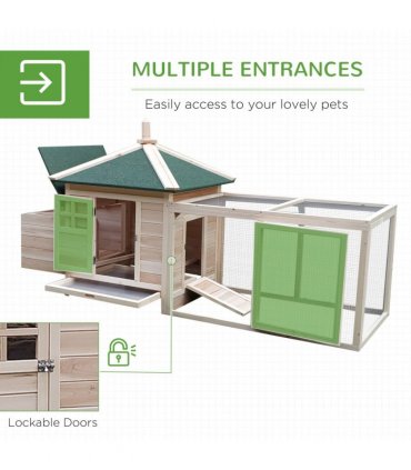 Chicken Coop Small Animal Pet Cage w/ Nesting Box Outdoor Run Backyard Wooden