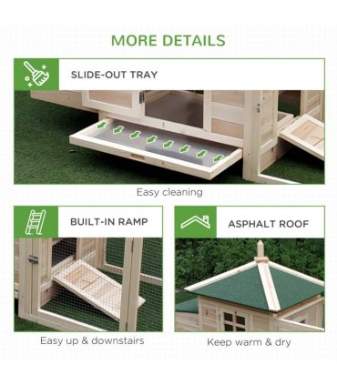 Chicken Coop Small Animal Pet Cage w/ Nesting Box Outdoor Run Backyard Wooden