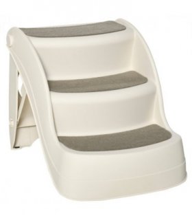 Portable Dog Steps Non-slip Pet Stairs 3-Step Design for High Beds Sofas, Cream
